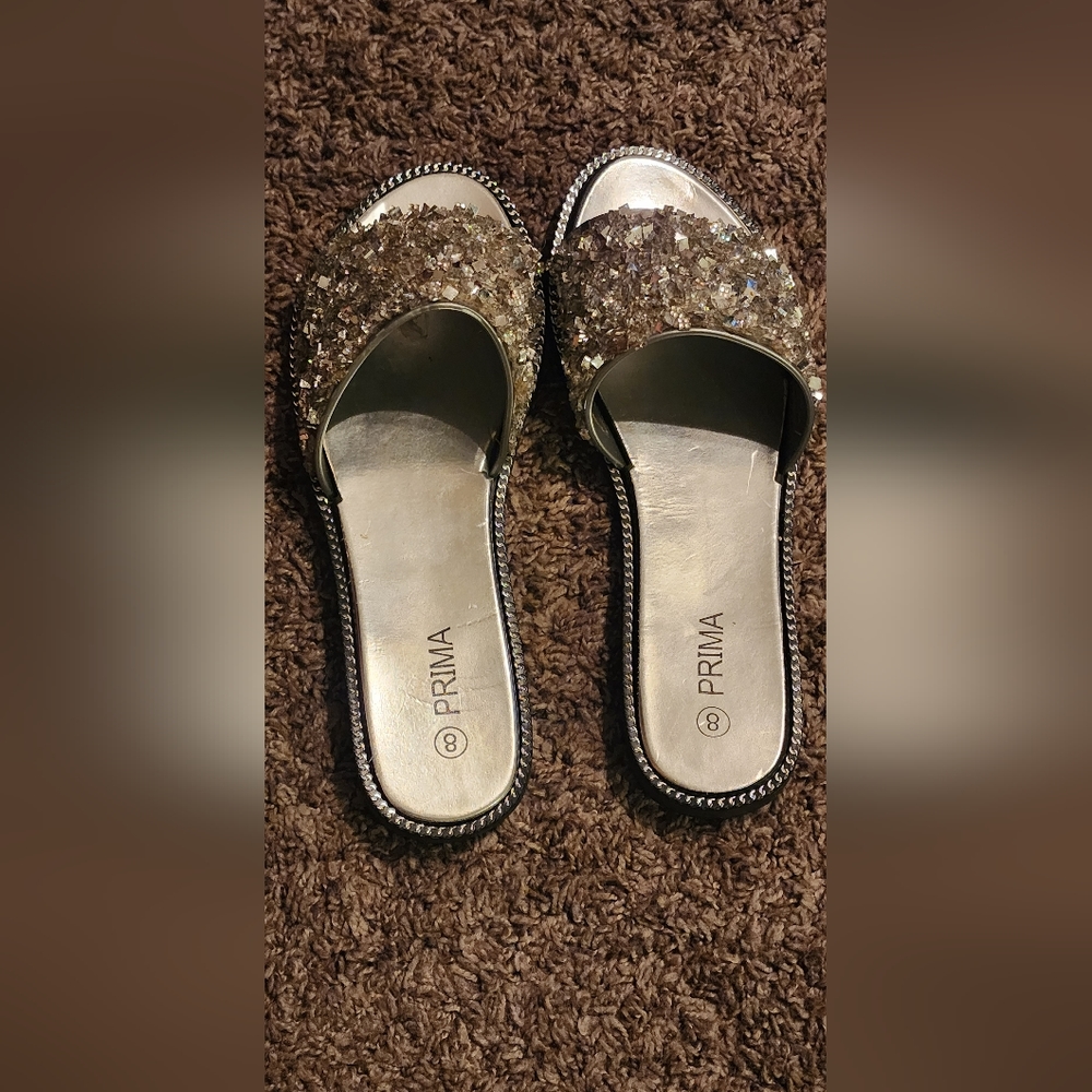 Silver rhinestones slides